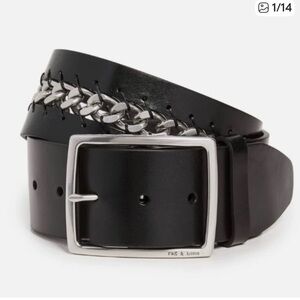 Rag & Bone Jumbo Boyfriend Chain Belt, Black Leather M NWT